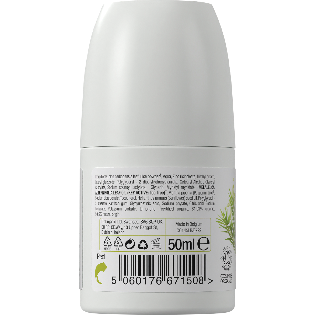 Dr Organic Roll-On Deodorant Tea Tree 50ml back