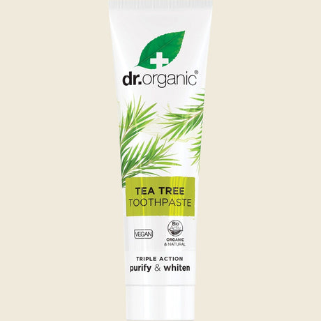 Dr Organic Tea Tree Toothpaste 100ml tube front