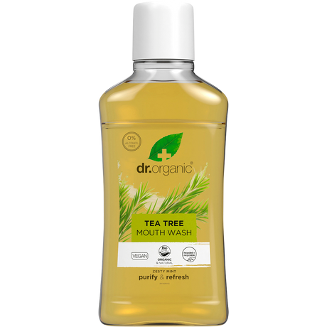 Dr Organic Mouthwash Tea Tree 500ml front