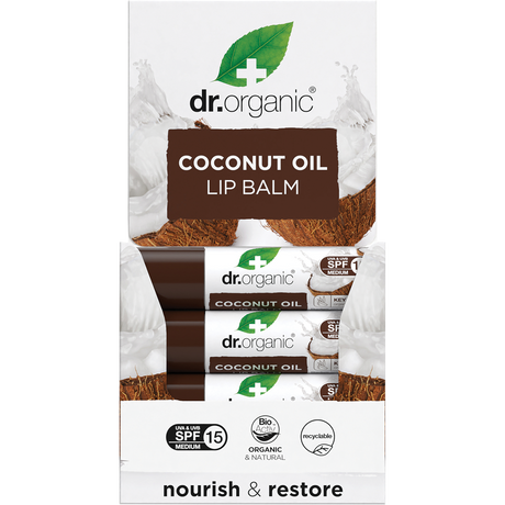 Dr Organic Lip Balm SPF 15 Coconut Oil 5.7ml display