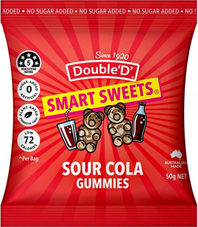Double D NAS Smart Sweets Sour Cola Gluten Free 50g Front