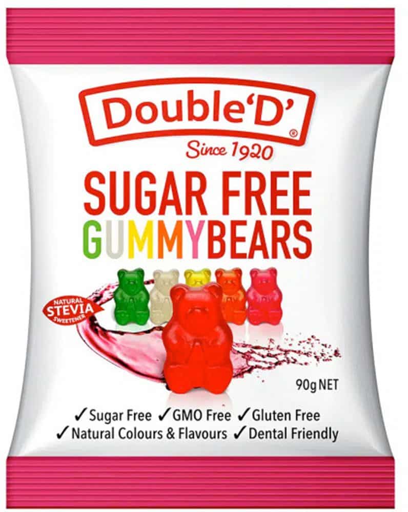 Double D Sugar Free Gummy Bears 90g Front