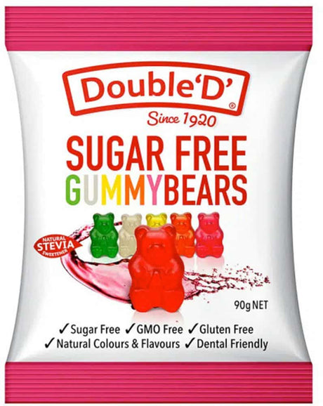 Double D Sugar Free Gummy Bears 90g Front