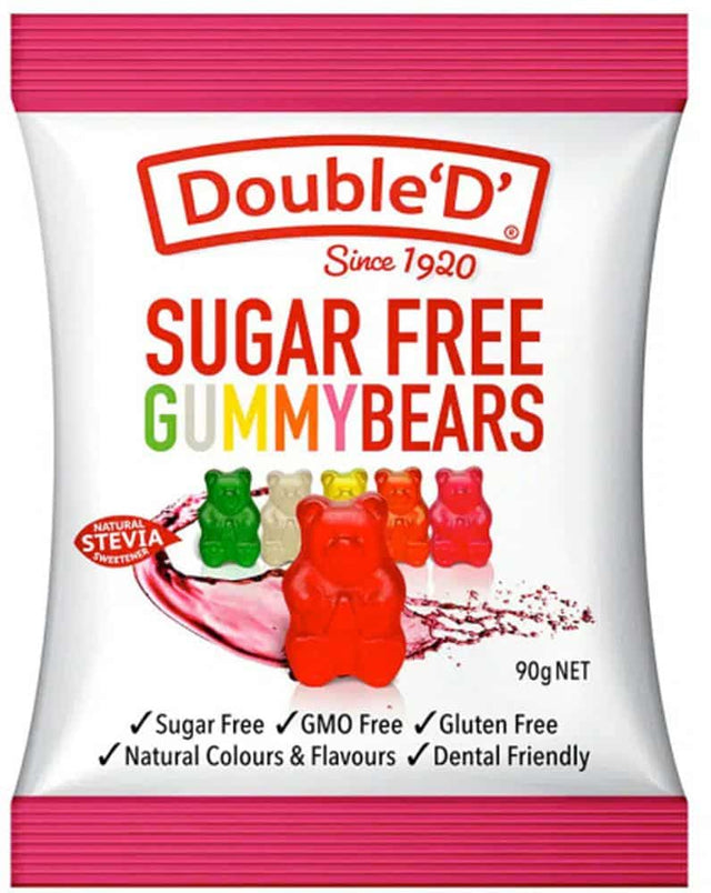 Double D Sugar Free Gummy Bears 90g Front