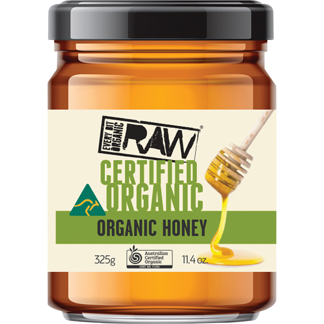 Every Bit Organic Certified Organic Raw Honey 325g front view