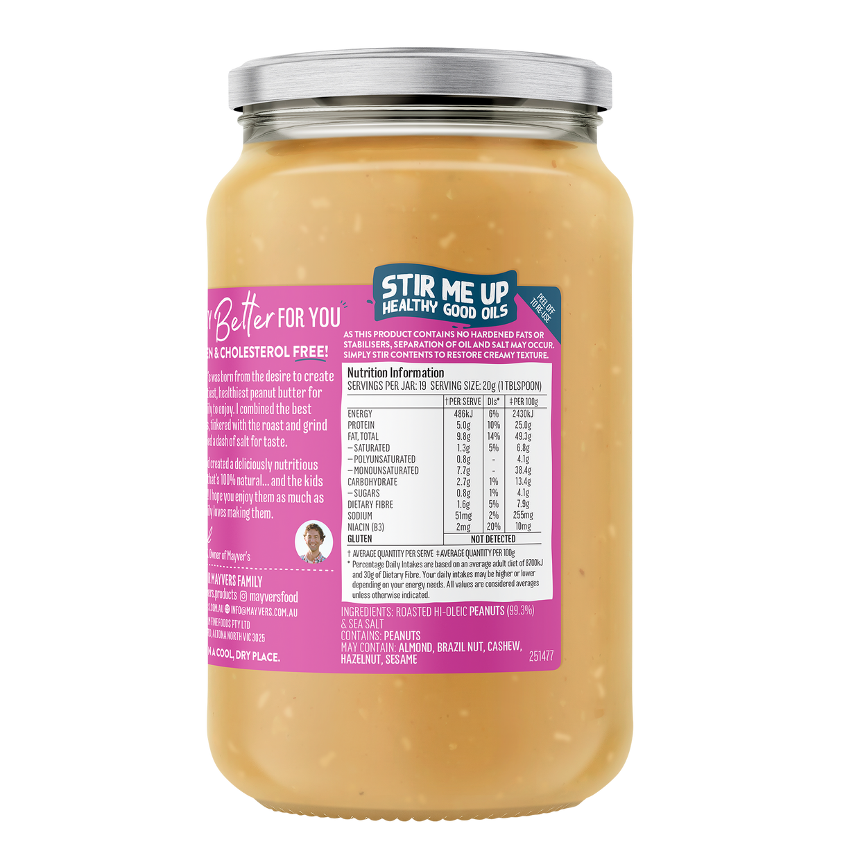 Mayver's Peanut Butter Extra Crunchy 375g x6