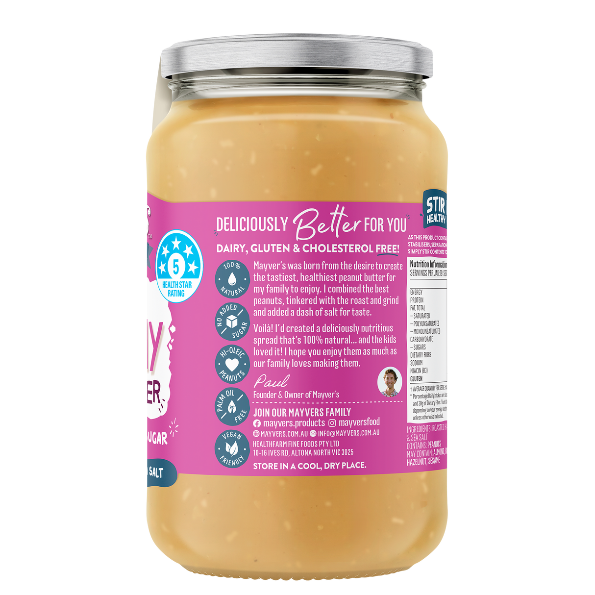 Mayver's Peanut Butter Extra Crunchy 375g x6