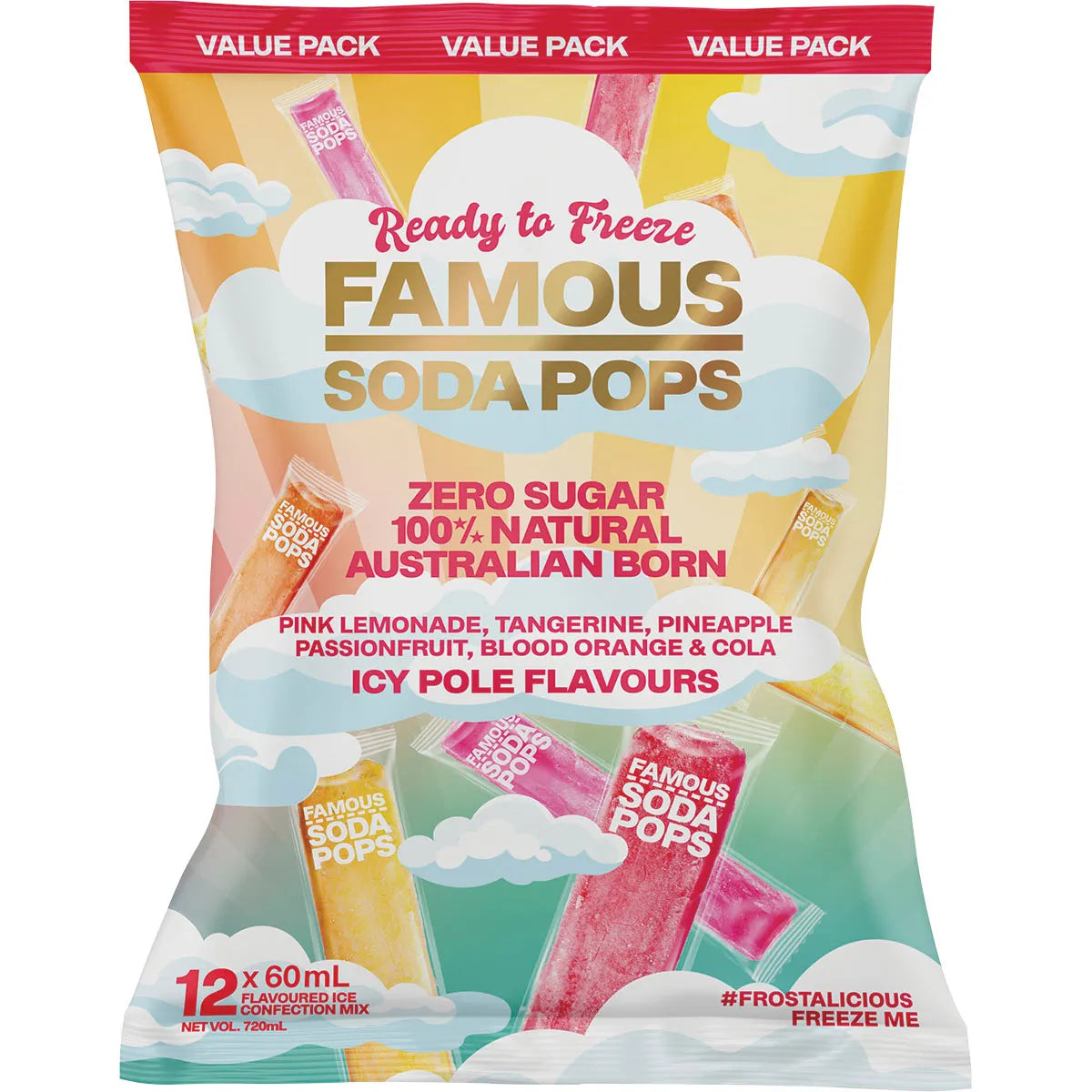 Famous Zero Sugar Soda Pops Assorted Icy Poles