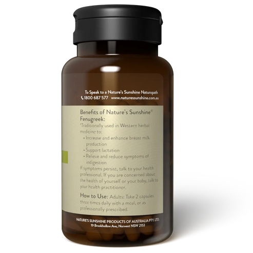 Natures Sunshine Fenugreek 529mg 100 Caps Side