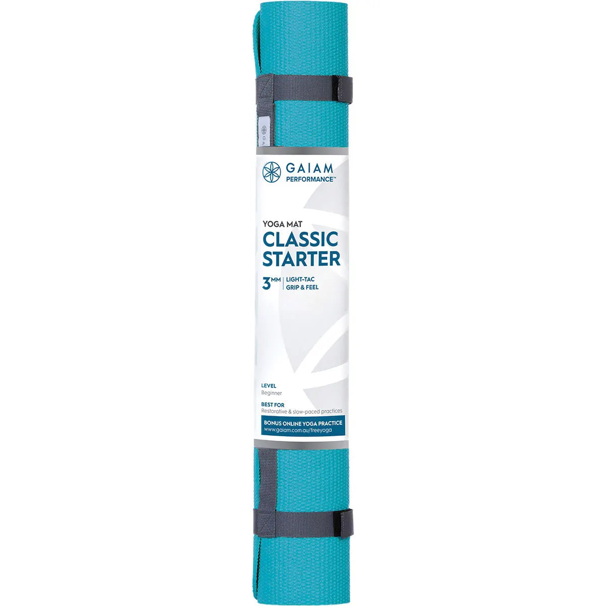 Gaiam Yoga Mat Classic Starter 3mm Light Blue Flower 61cm x 173cm