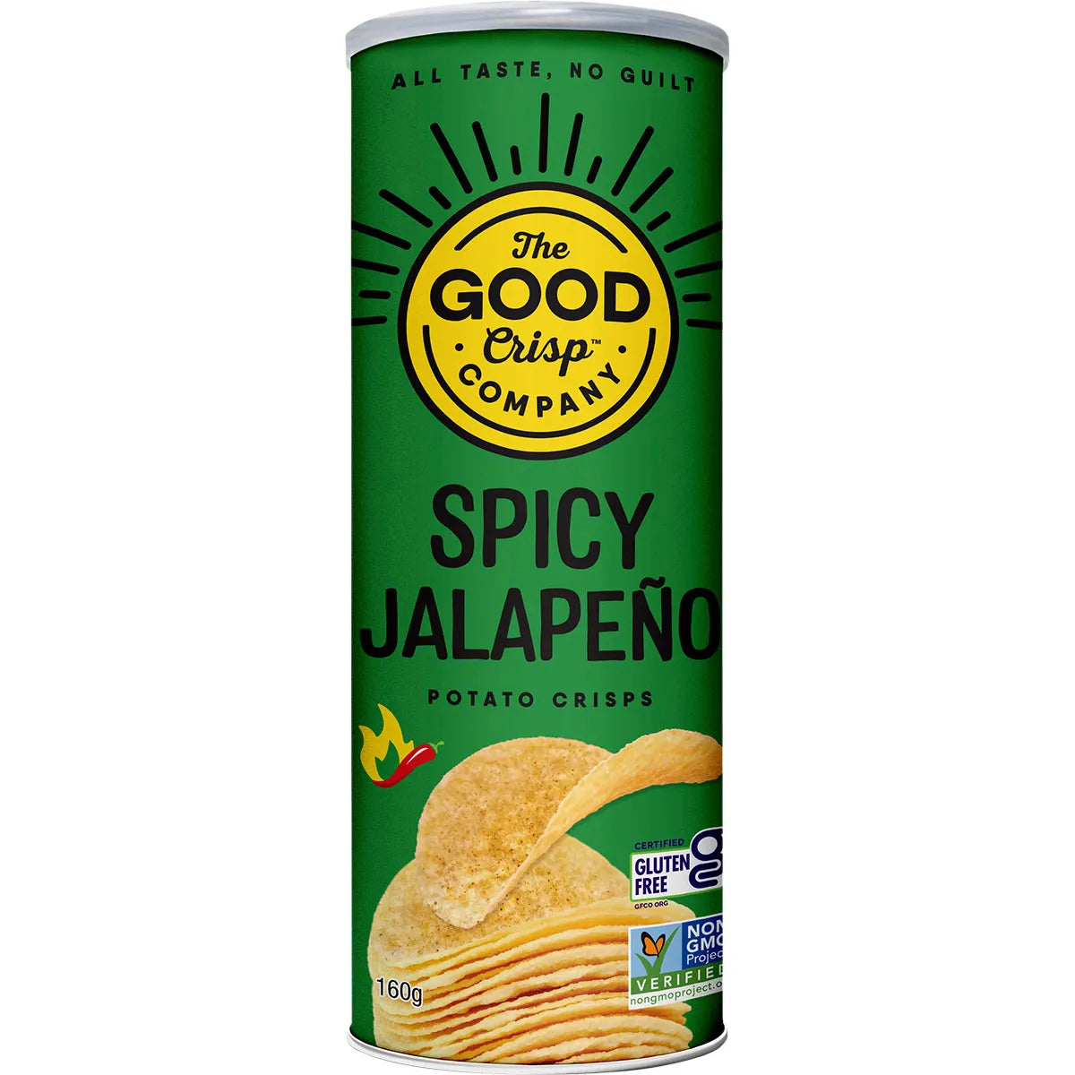 The Good Crisp Company Potato Crisps Spicy Jalapeno 160g x 8