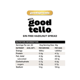 Gevity Rx Goodtello Hazelnut Spread 200g nutrition information panel