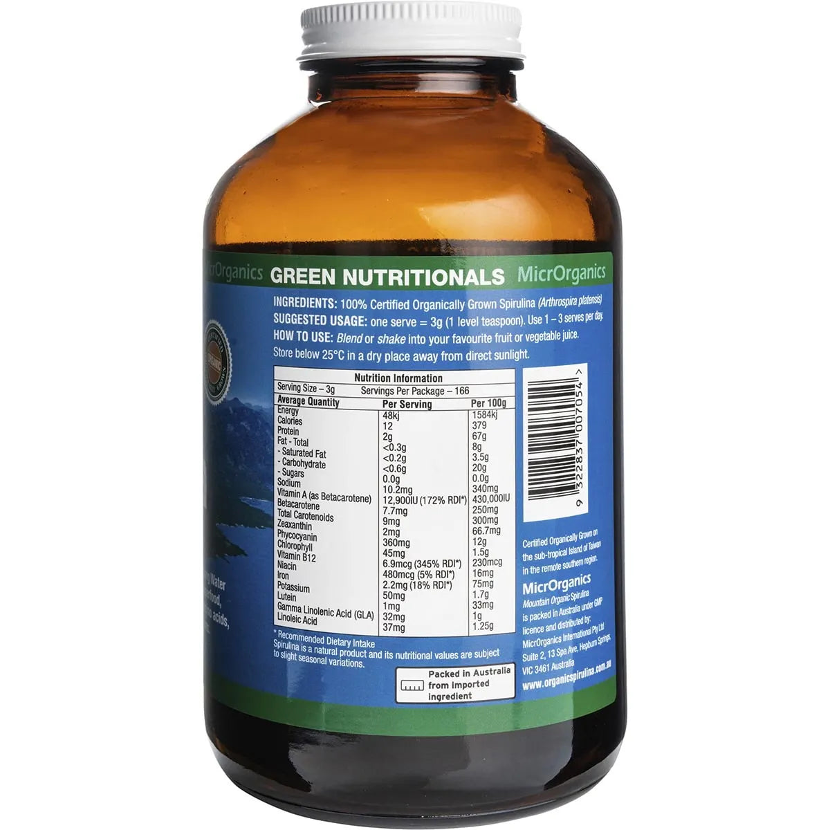 Green Nutritionals Mountain Organic Spirulina Powder - 500g