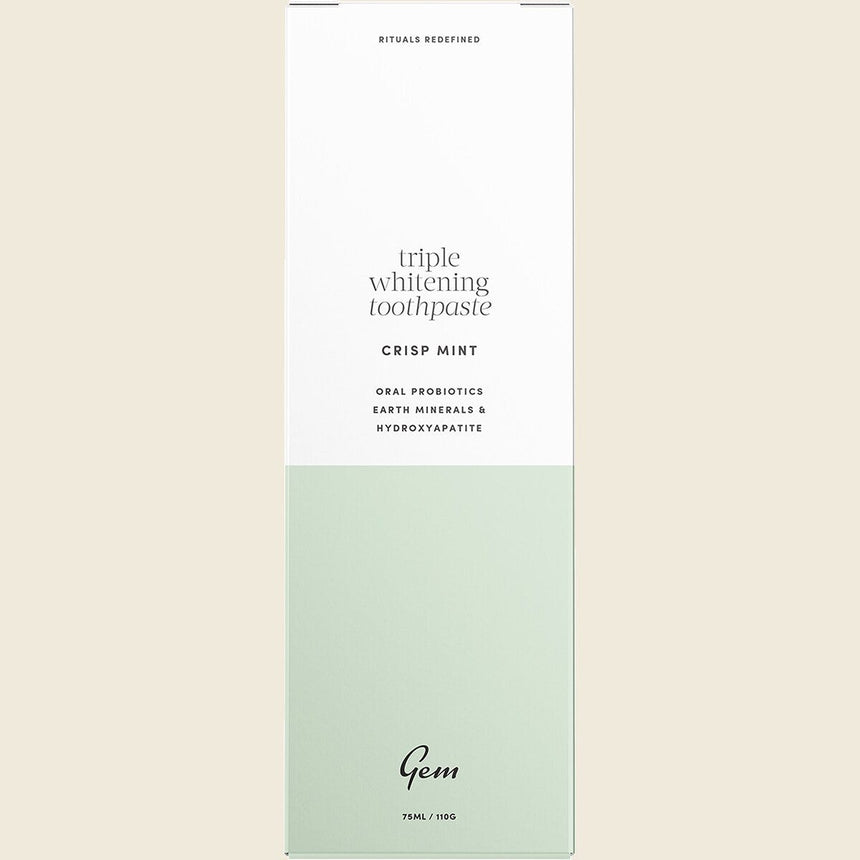 Gem Toothpaste Triple Whitening Crisp Mint 110g (Fluoride Free)