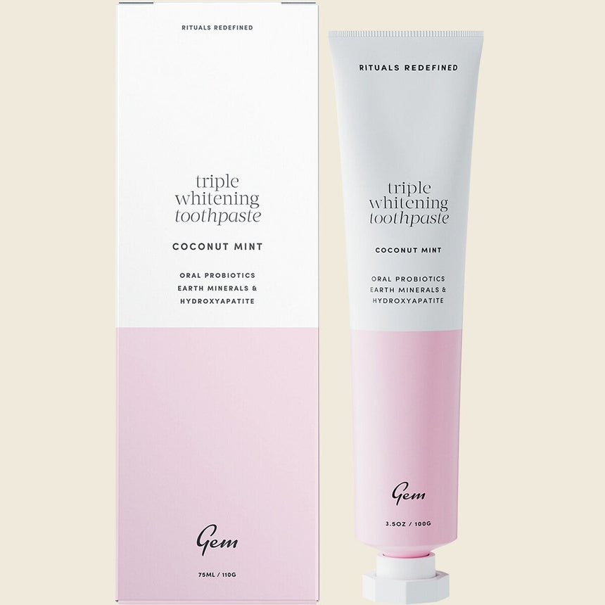 Gem Toothpaste Triple Whitening Coconut Mint 110g (Fluoride Free)