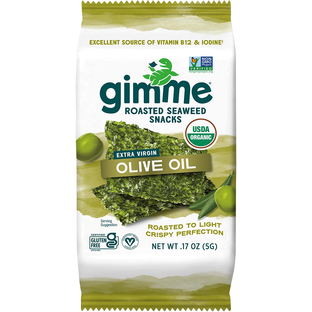 Gimme Roasted Seaweed Snacks Olive Oil 6x5g