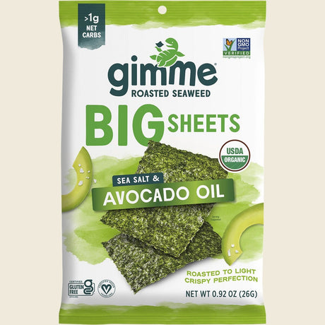 Gimme Roasted Seaweed Big Sheets Sea Salt & Avocado Oil 26g Front