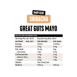 Gevity Rx Sriracha Great Guts Mayo 375ml nutrition information panel