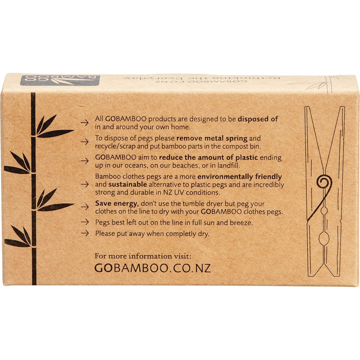 Go Bamboo Clothes Pegs 20 Pack