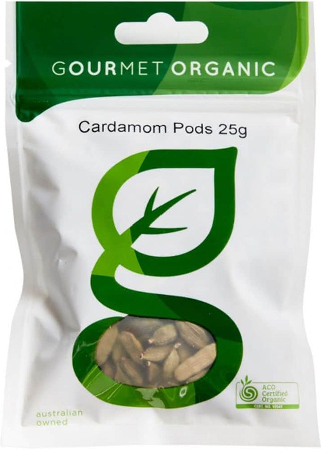 Gourmet Organic Cardamom Pods 20g Sachet  Front