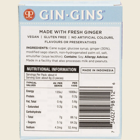 The Ginger People Gin Gins Ginger Candy Super Strength 12 x 31g Back