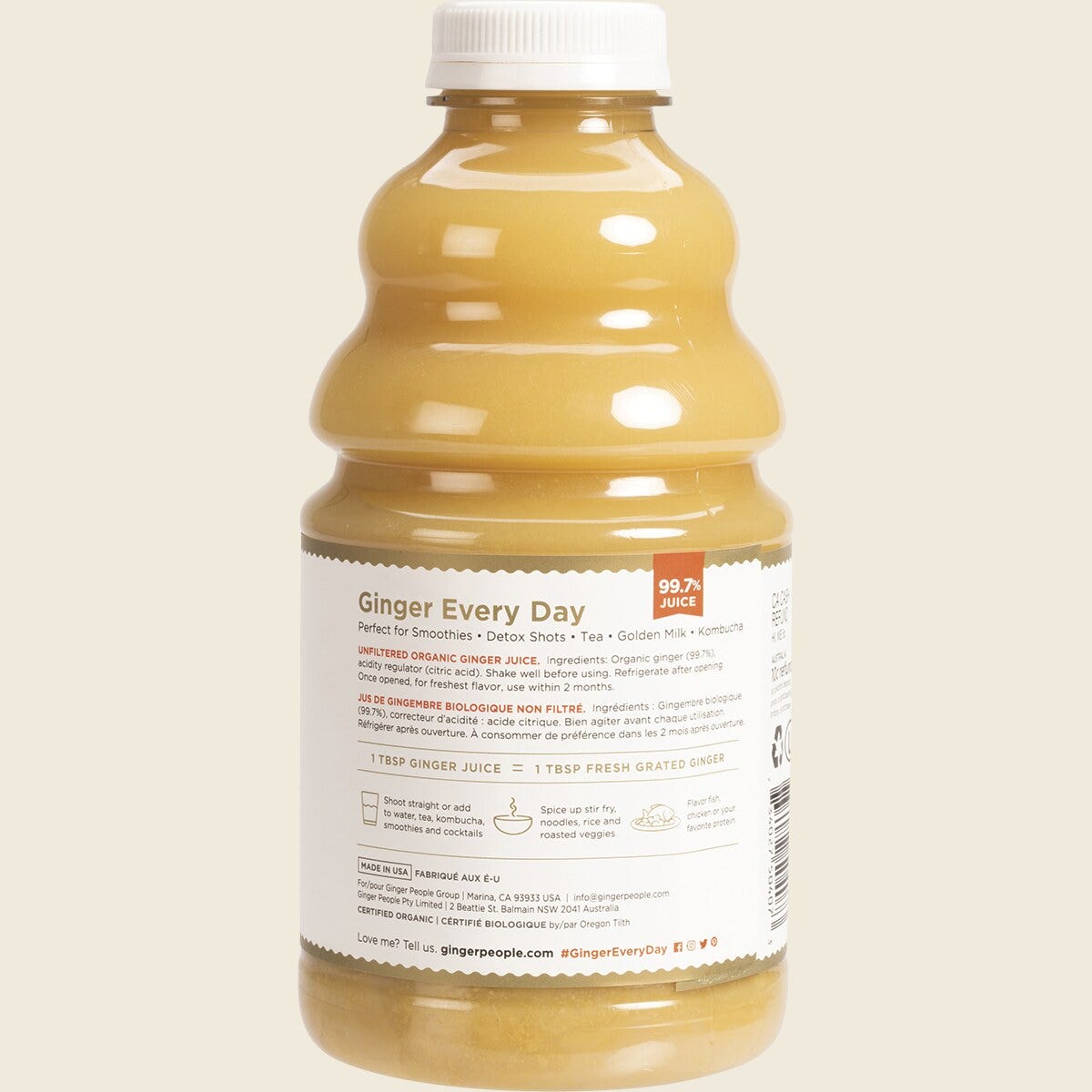 The Ginger People Ginger Juice Organic 946ml Side