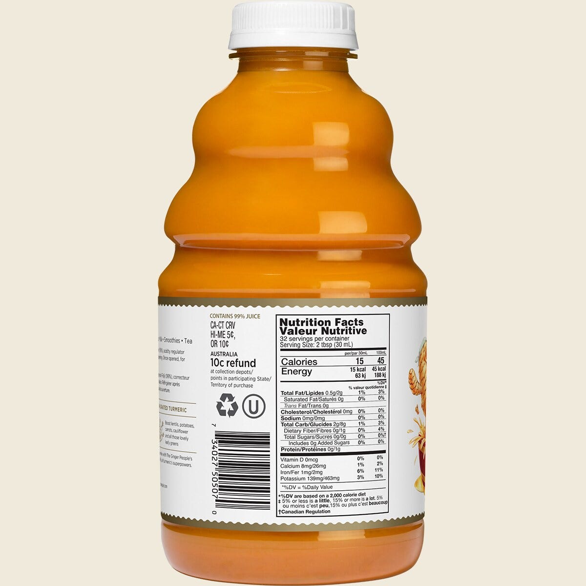 The Ginger People Turmeric Juice 99% 946ml Back