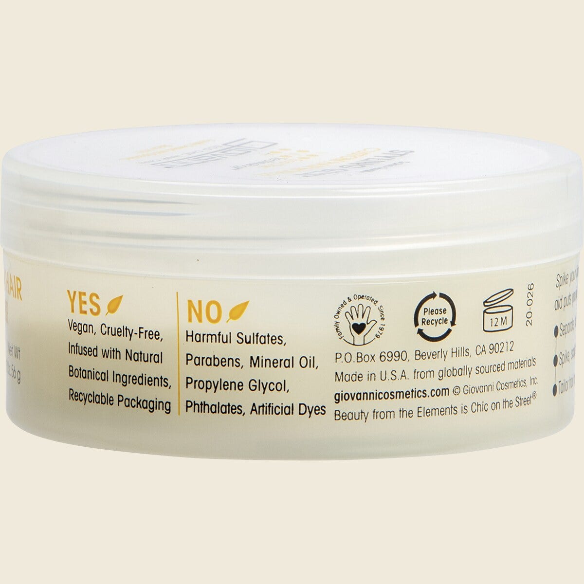 Giovanni Hair Styling Glue Custom Hair Modeler 57g – right side packaging
