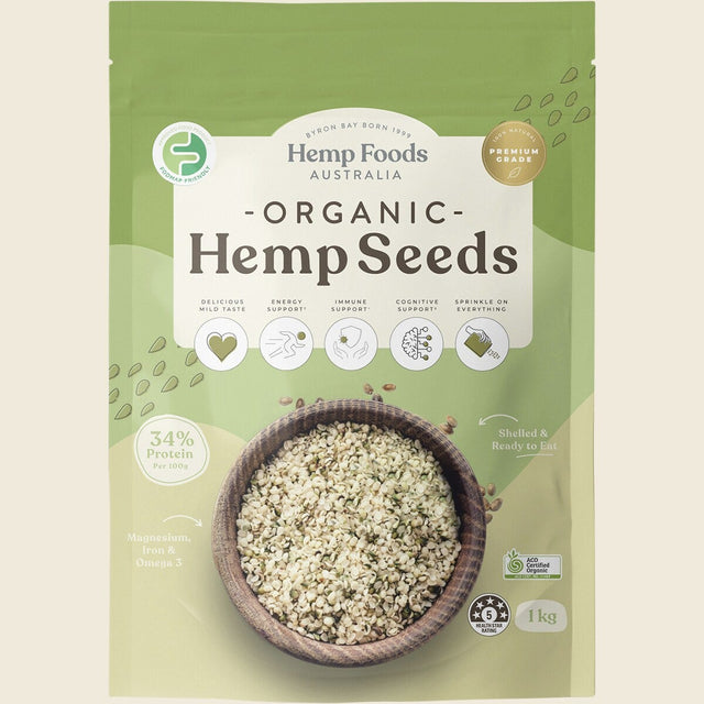 Hemp Foods Australia Hemp Seeds Hulled 1kg front