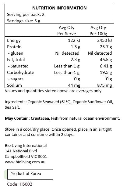 Honest Sea Certified Organic Seaweed Sea Salt 10g x 6-pack