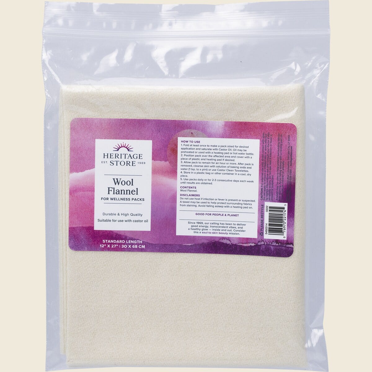 Heritage Store Wool Flannel (For Castor Oil Packs)
