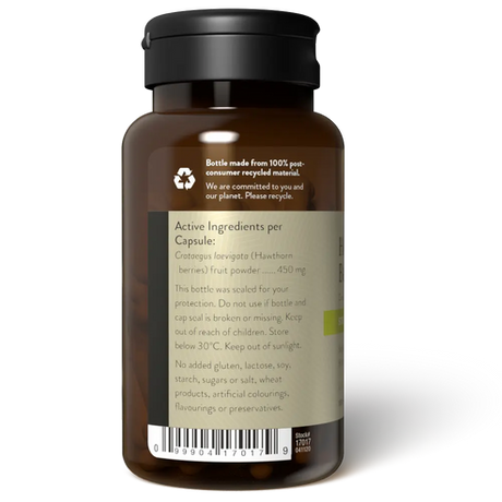 Natures Sunshine Hawthorn Berries 450mg 100 Caps Back