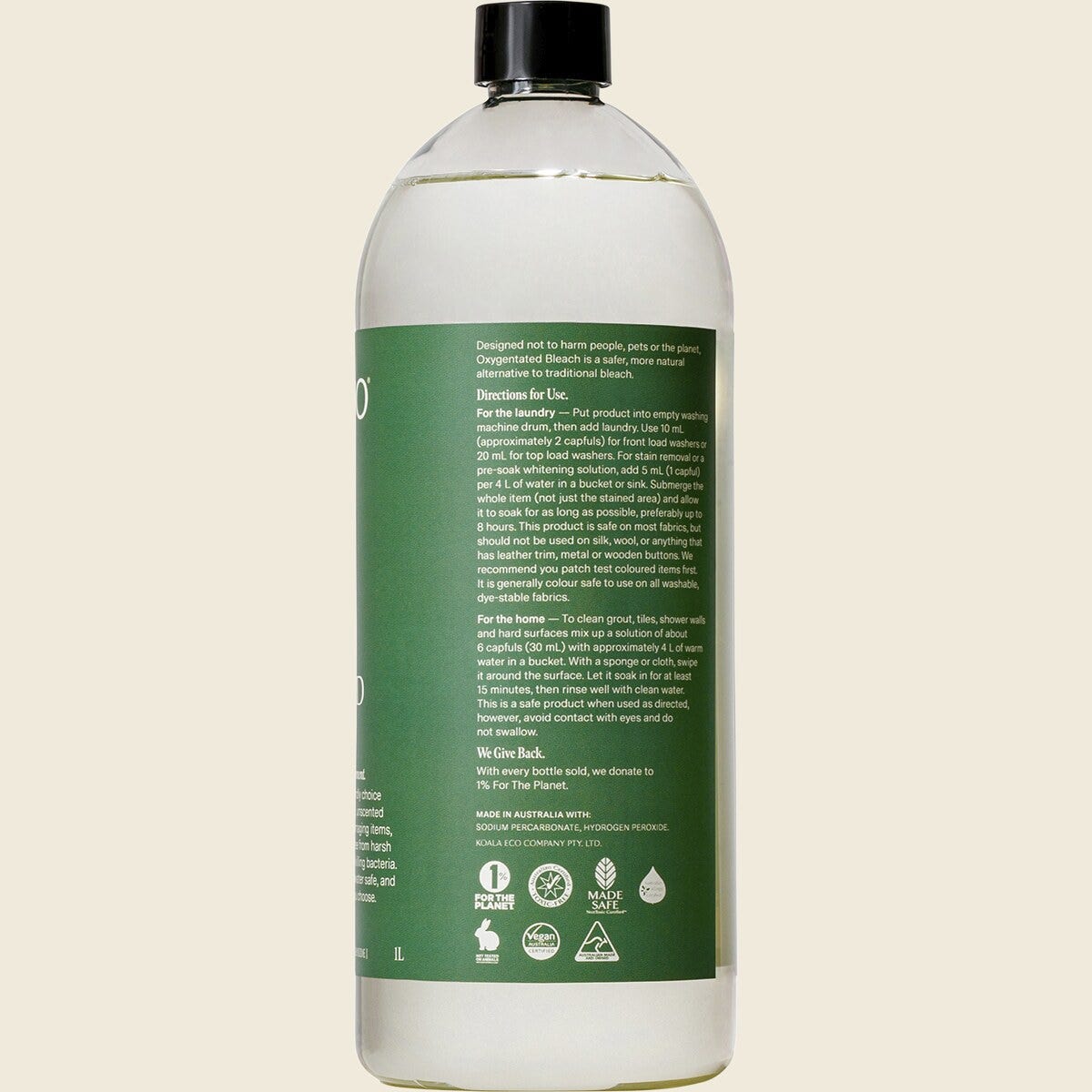 Koala Eco Oxygenated Bleach Fragrance Free 1L Side