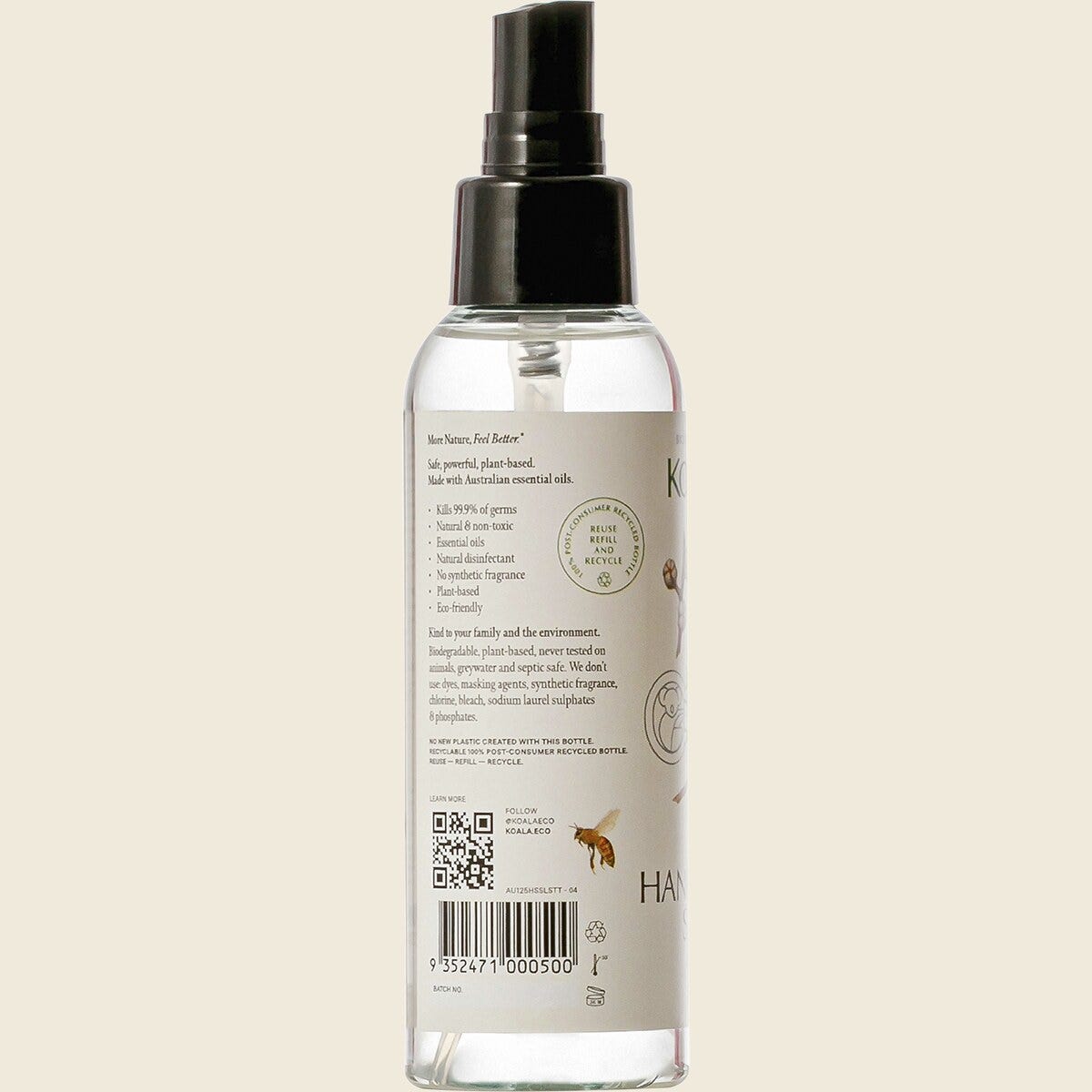 Koala Eco Natural Hand & Surface Sanitiser Lemon Scented Tea Tree 125ml Back