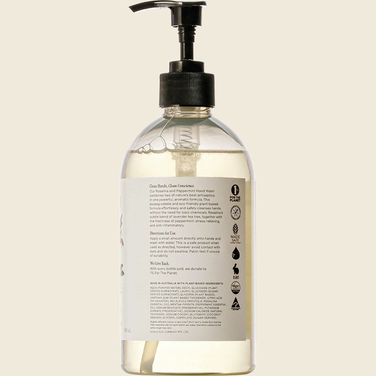 Koala Eco Hand Wash Rosalina & Peppermint 500ml Side