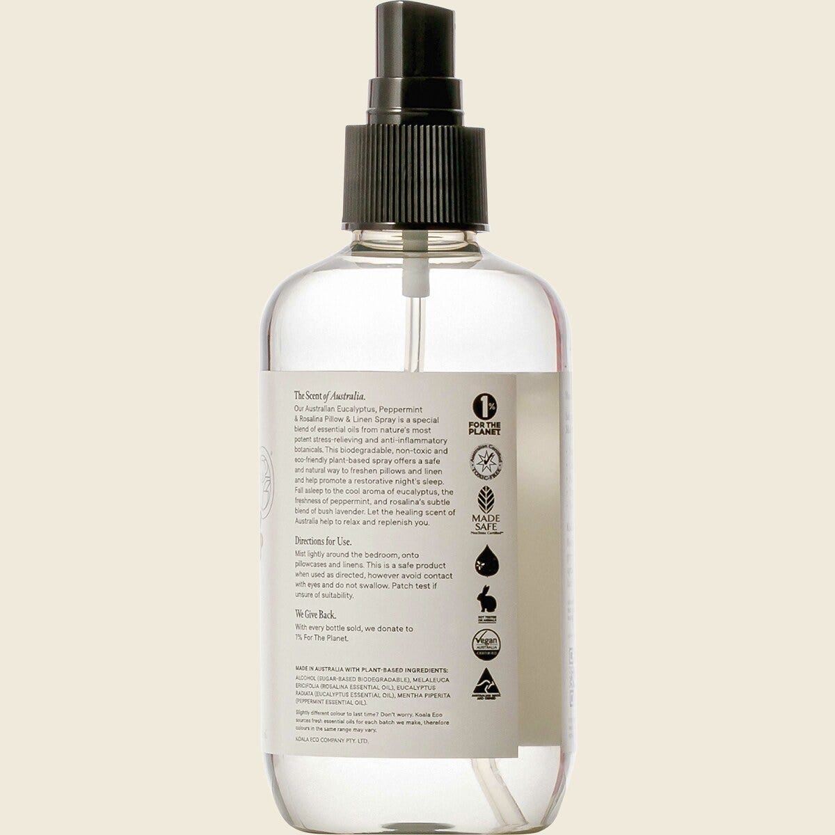 Koala Eco Pillow & Linen Spray Eucalyptus Peppermint & Rosalina 250ml Side