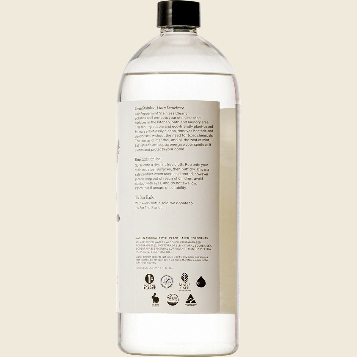 Koala Eco Stainless Steel Cleaner Peppermint 1L Side