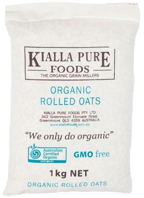 Kialla Organic Rolled Oats 1kg Front
