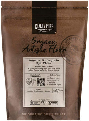 Kialla Organic Wholegrain Rye Flour 700g Front