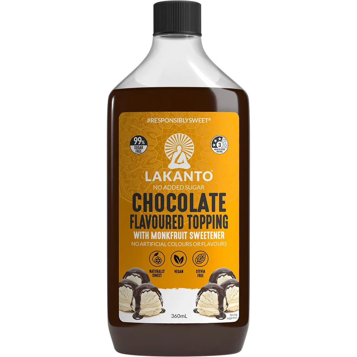 Lakanto Chocolate Flavoured Topping with Monkfruit Sweetener 360ml