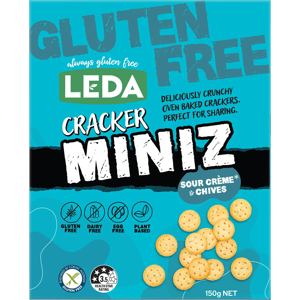 Leda Cracker Miniz Sour Crème & Chives 150g x 6