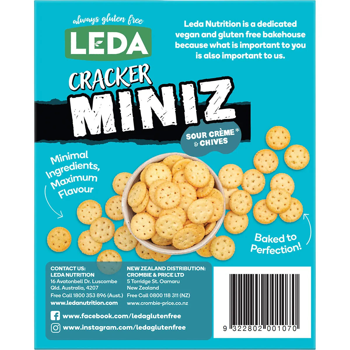 Leda Cracker Miniz Sour Crème & Chives 150g x 6