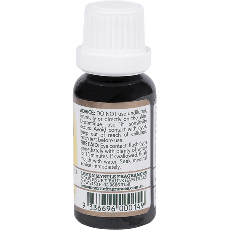 Lemon Myrtle Fragrances Essential Oil (100%) 20ml right side view