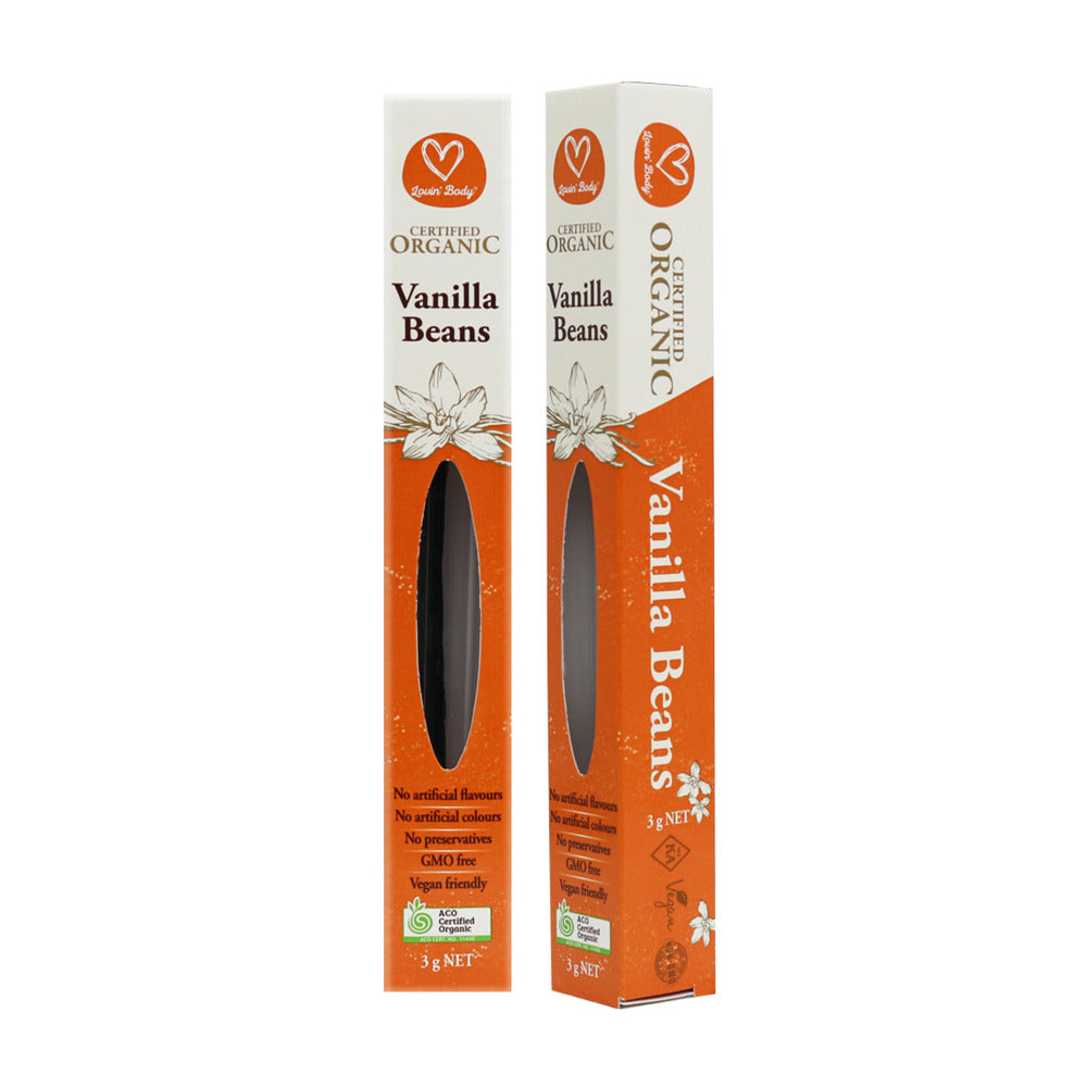 Lovin' Body Certified Organic Large Vanilla Beans in Tube 3g