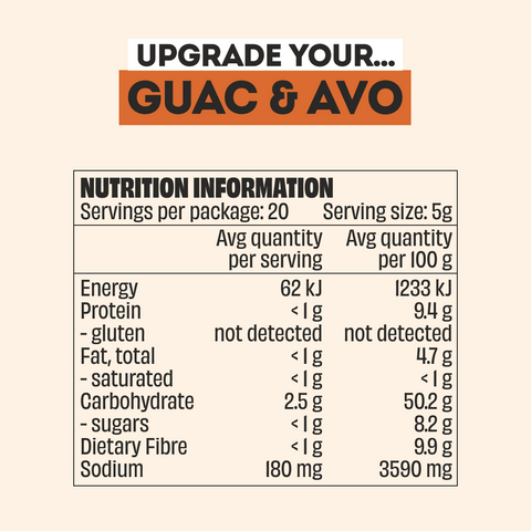 Mingle Guac & Avo All Natural Seasoning 100g Nutritional Information