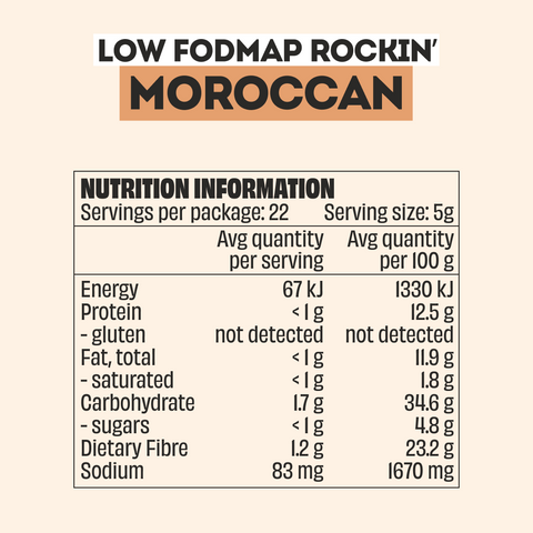 Mingle Moroccan All Natural Seasoning 110g Nutritional Information
