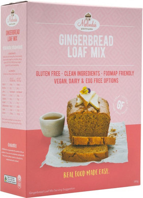 Melindas Gingerbread Loaf Gluten Free Pre-Mix 380g Front
