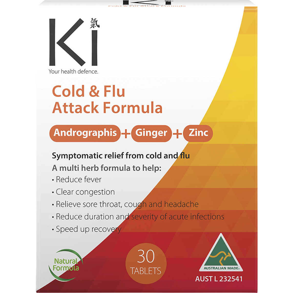 Martin & Pleasance Cold & Flu Attack 30 Tablets front view