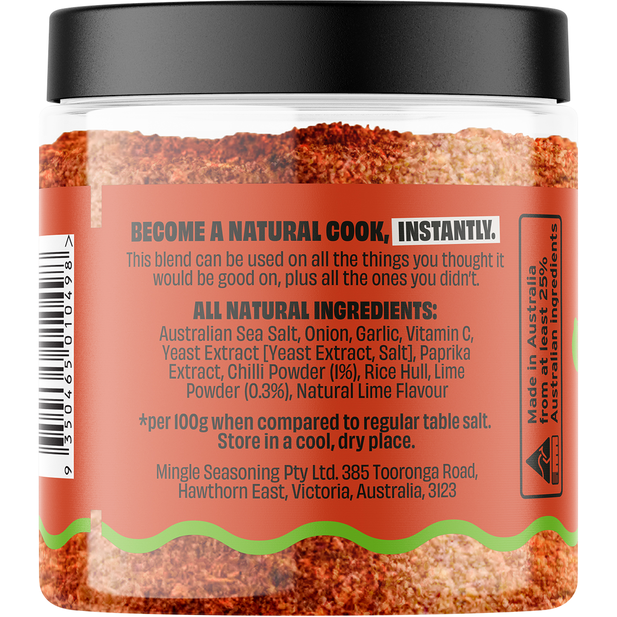 Mingle Chilli & Lime Seasoned Salts 110g - BB 10/10/26 left side