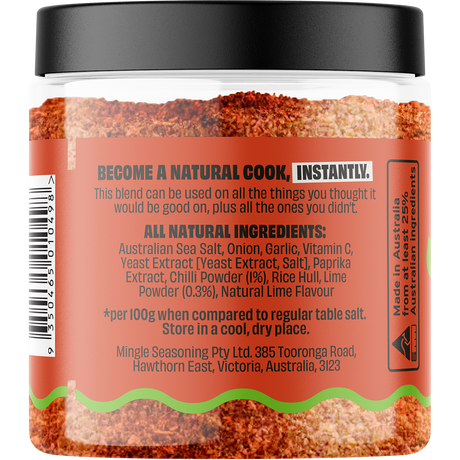 Mingle Chilli & Lime Seasoned Salts 110g - BB 10/10/26 left side